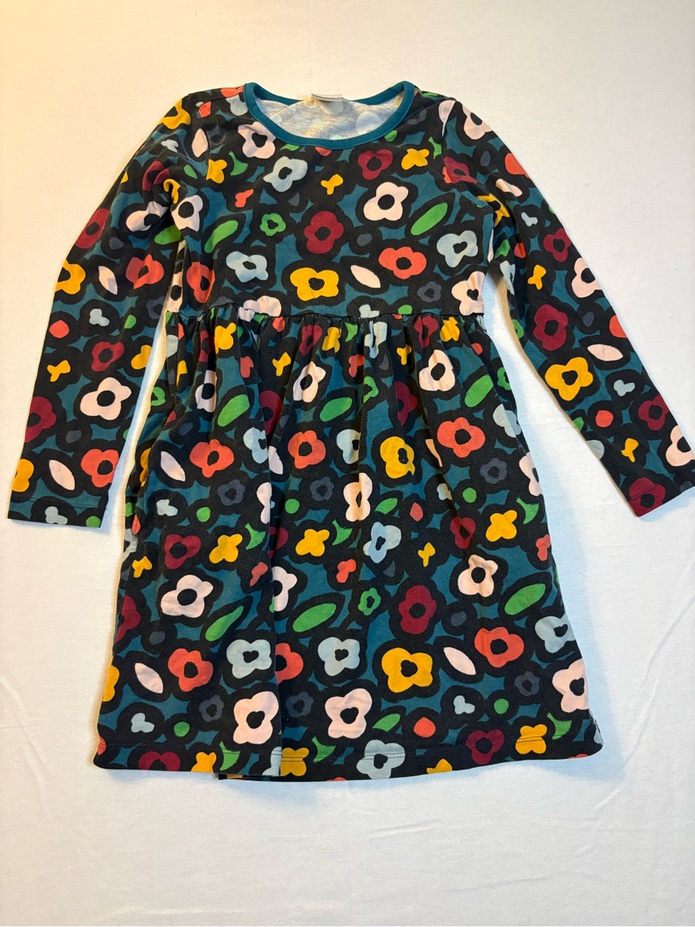 Hanna Andersson Navy Floral Long Sleeve Dress - Yellow, Green, Pink
